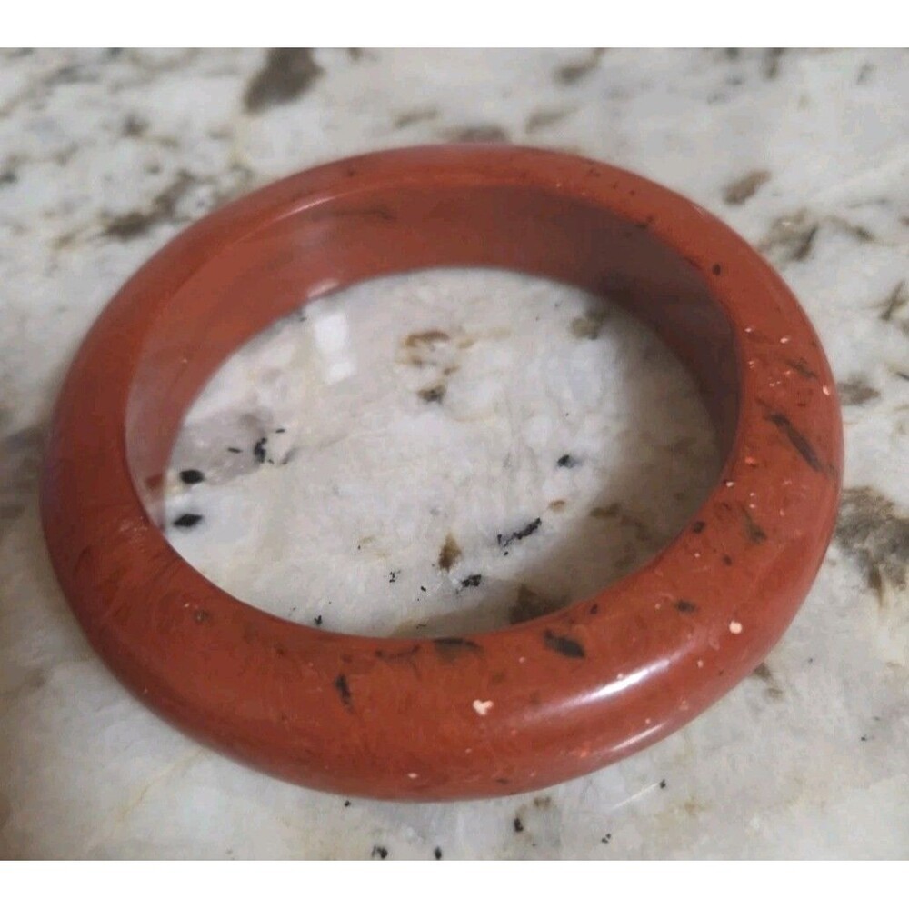 Old Vintage Bakelite Red Coral Earth tones  Round 45g  Bangle Bracelet